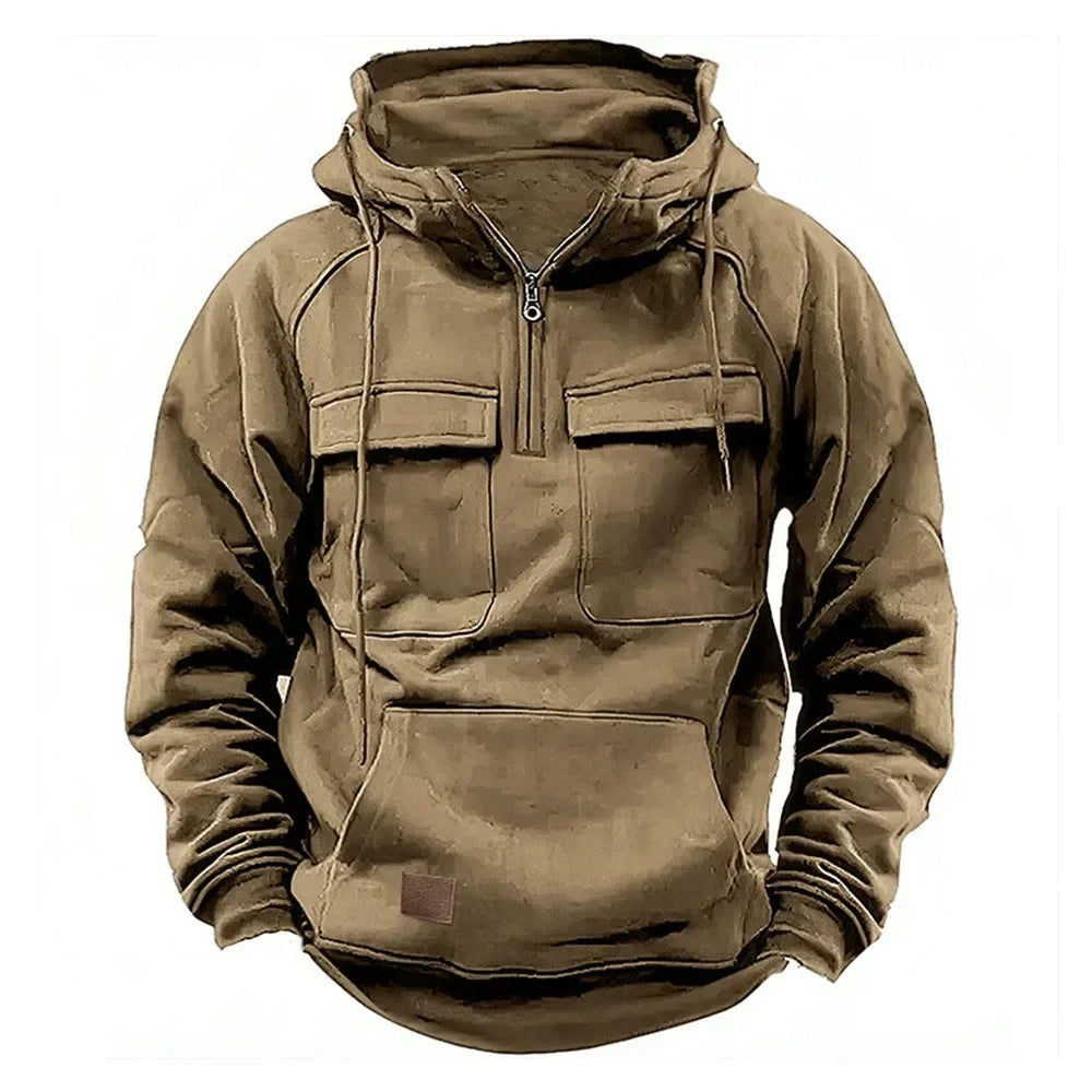 Military-Inspired Half Zip Hoodie