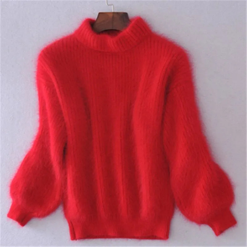 Fluffy Turtleneck Sweater for Women