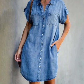 Chic Denim Dress with Belly Coverage