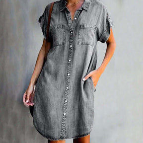 Chic Denim Dress with Belly Coverage