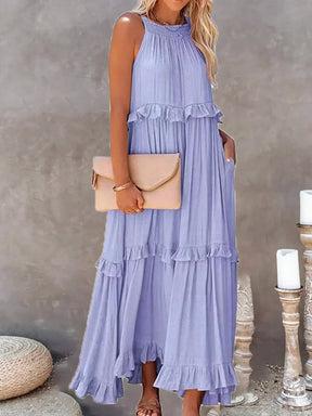 Sunshine Halter Ruffle Maxi Dress