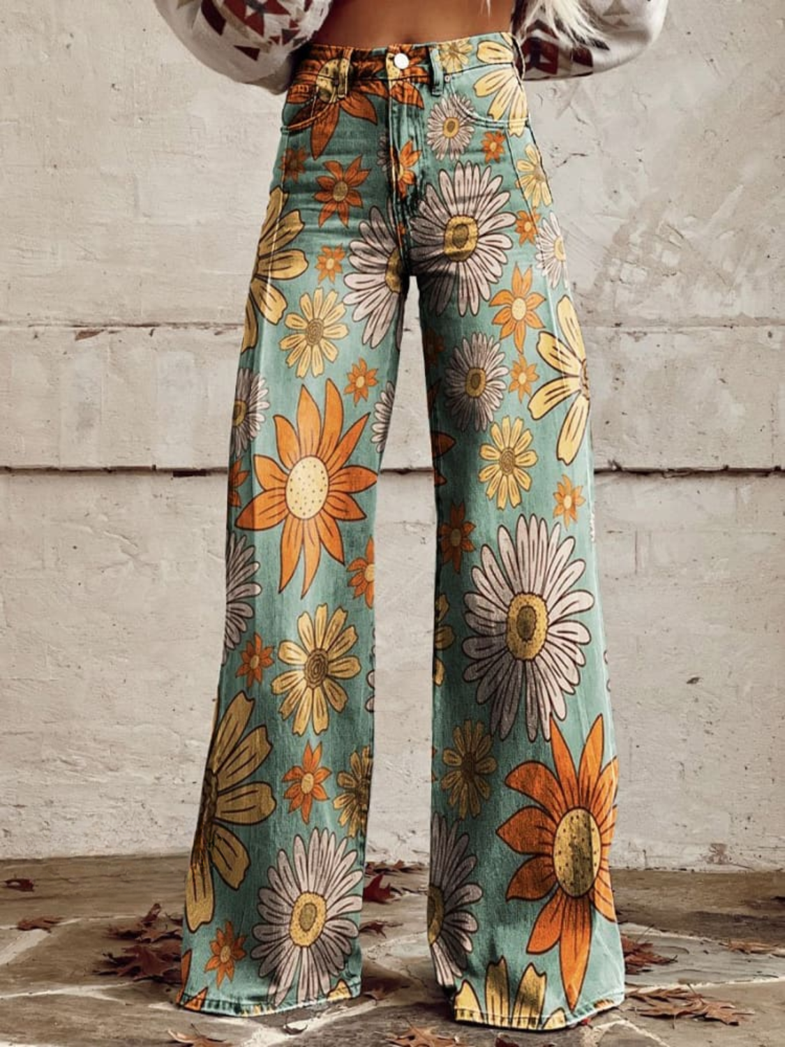 Vibrant Floral Wide-Leg Pants