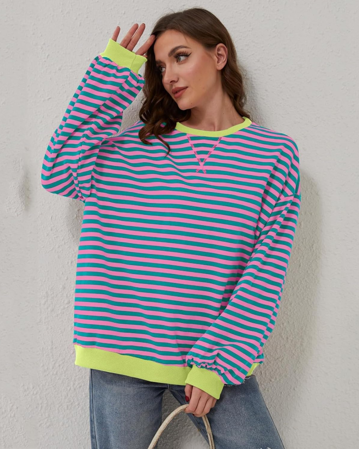 Women's Oversized Striped Pullover