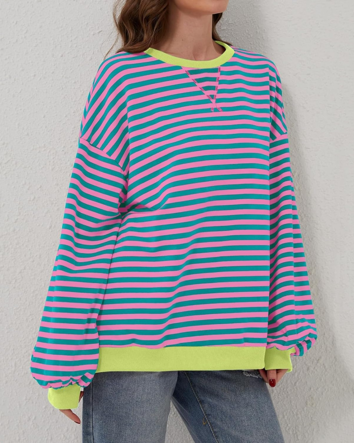 Women's Oversized Striped Pullover