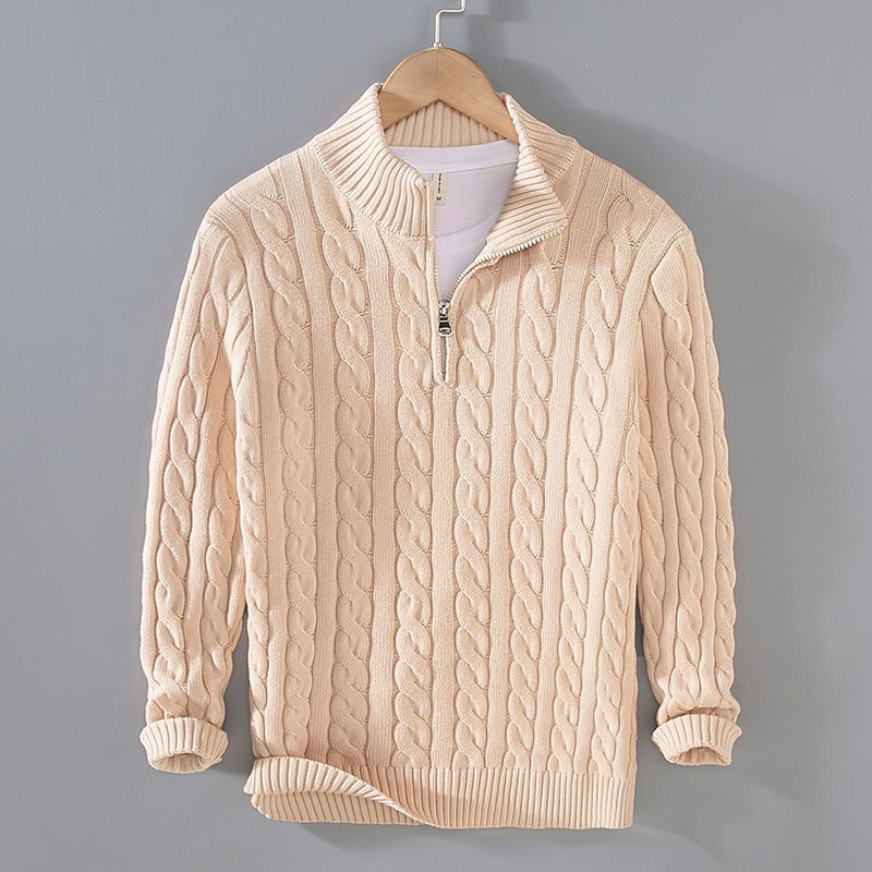 Cozy Thick Half Turtleneck Sweater with Zip