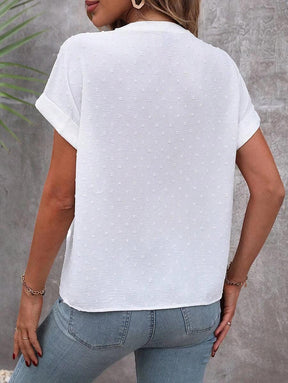 Stylish White Swiss Dot Button Top