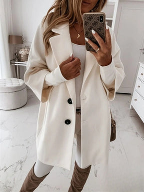 Classic Single-Button Coat with Flap Pockets