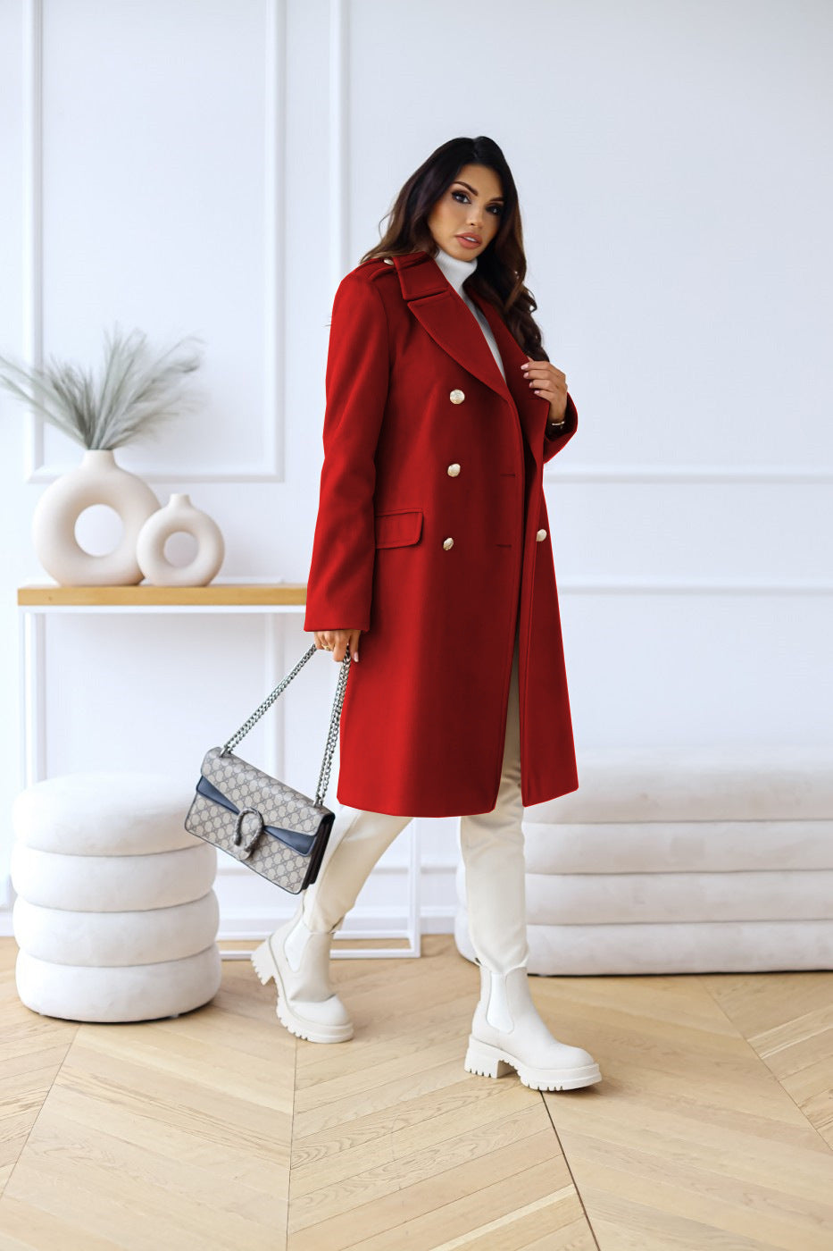 Double Breasted Women's Long Coat