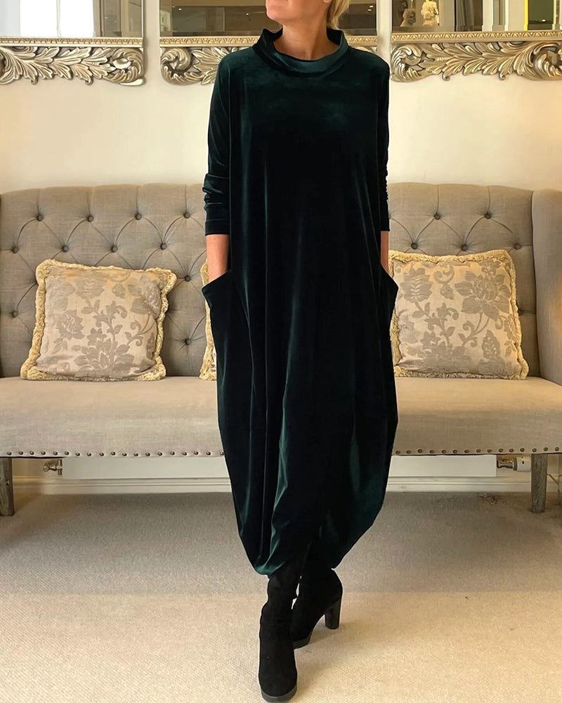 Luxurious Velvet Dress with Added Pockets