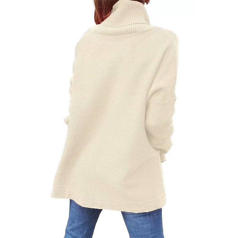 Elegant Long Turtleneck Sweater for Women