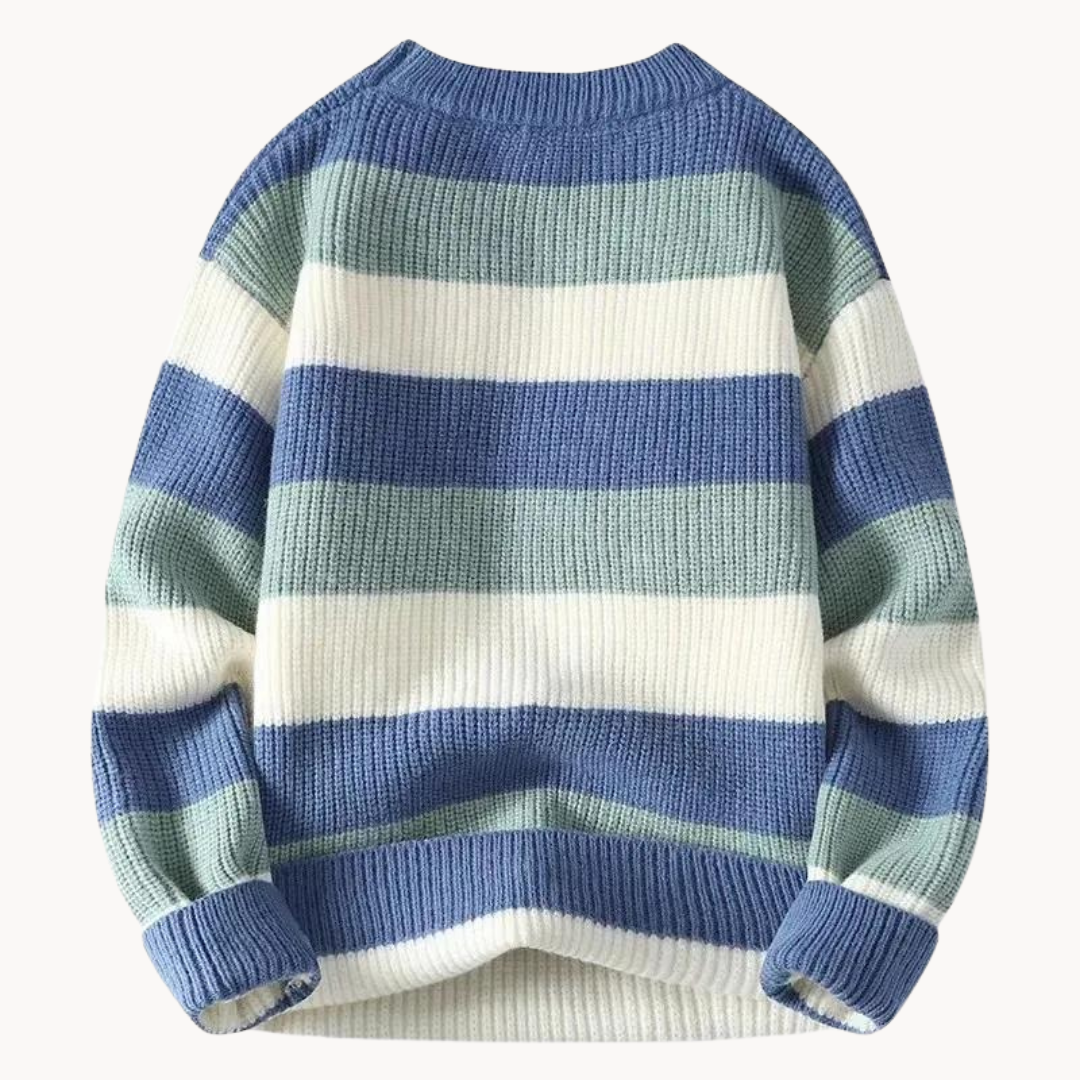 Comfortable Striped Knit Full-Sleeve Sweater