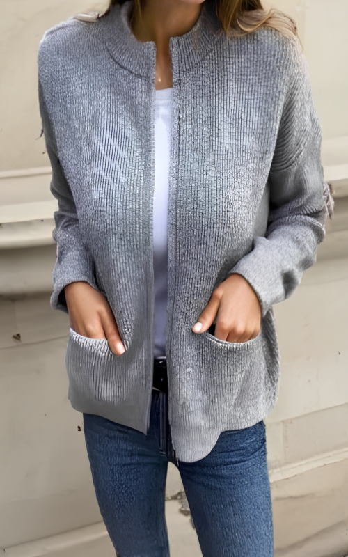 Zippered Knit Cardigan