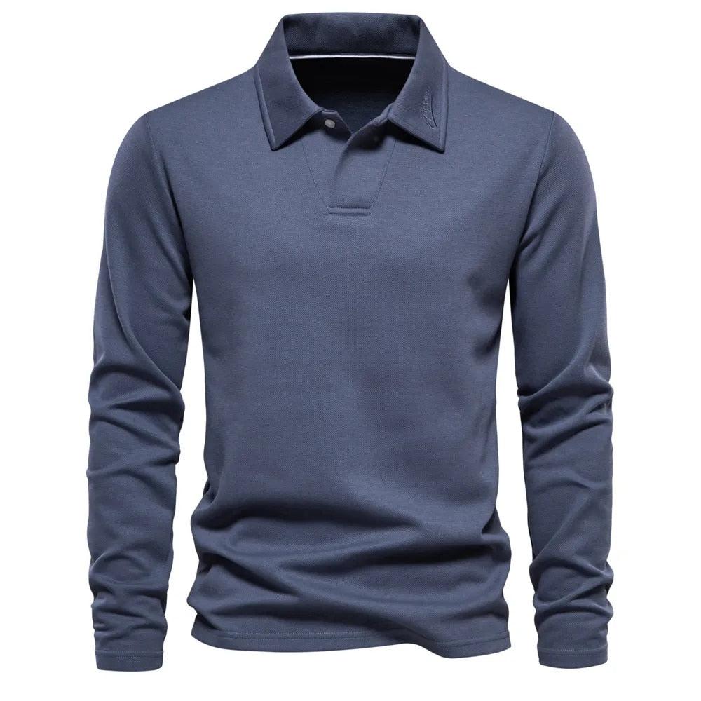 Men's Casual Long Sleeve Polo Shirt