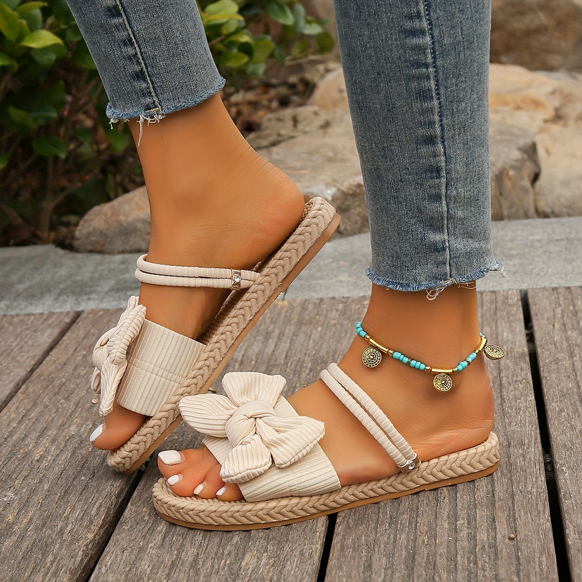 Stylish Bowknot Slide Sandals