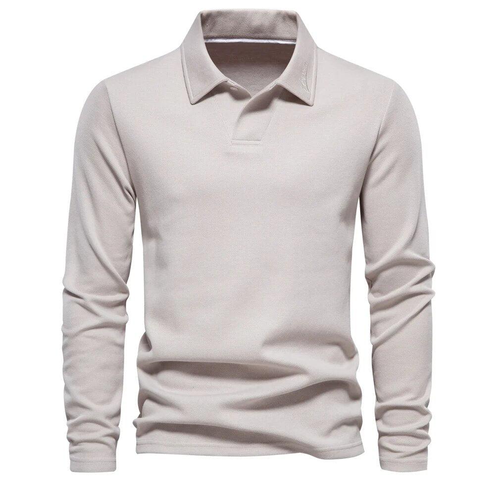 Men's Casual Long Sleeve Polo Shirt