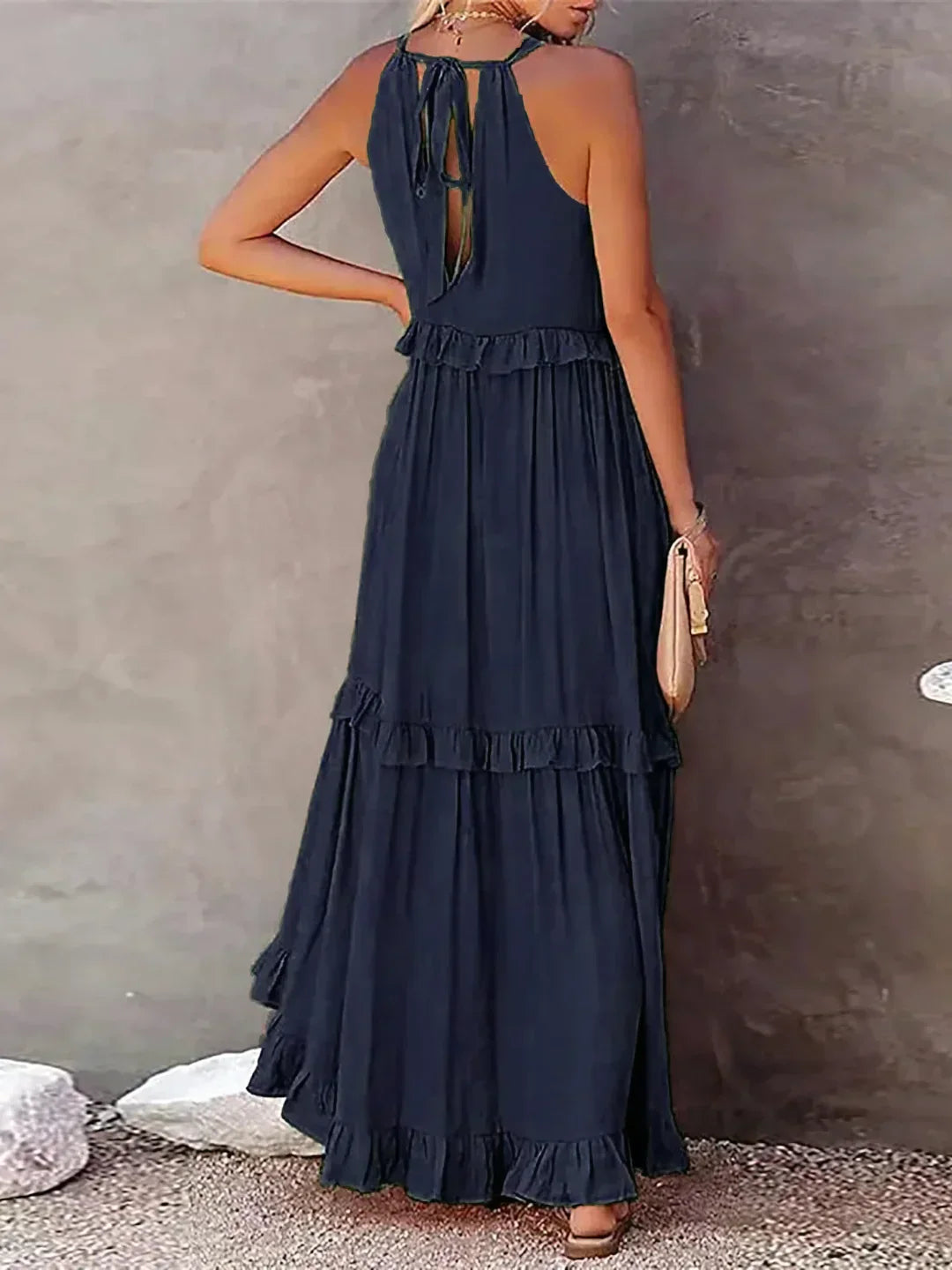 Sunshine Halter Ruffle Maxi Dress