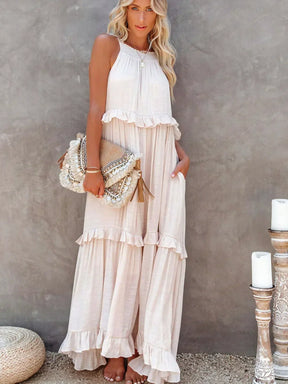 Sunshine Halter Ruffle Maxi Dress