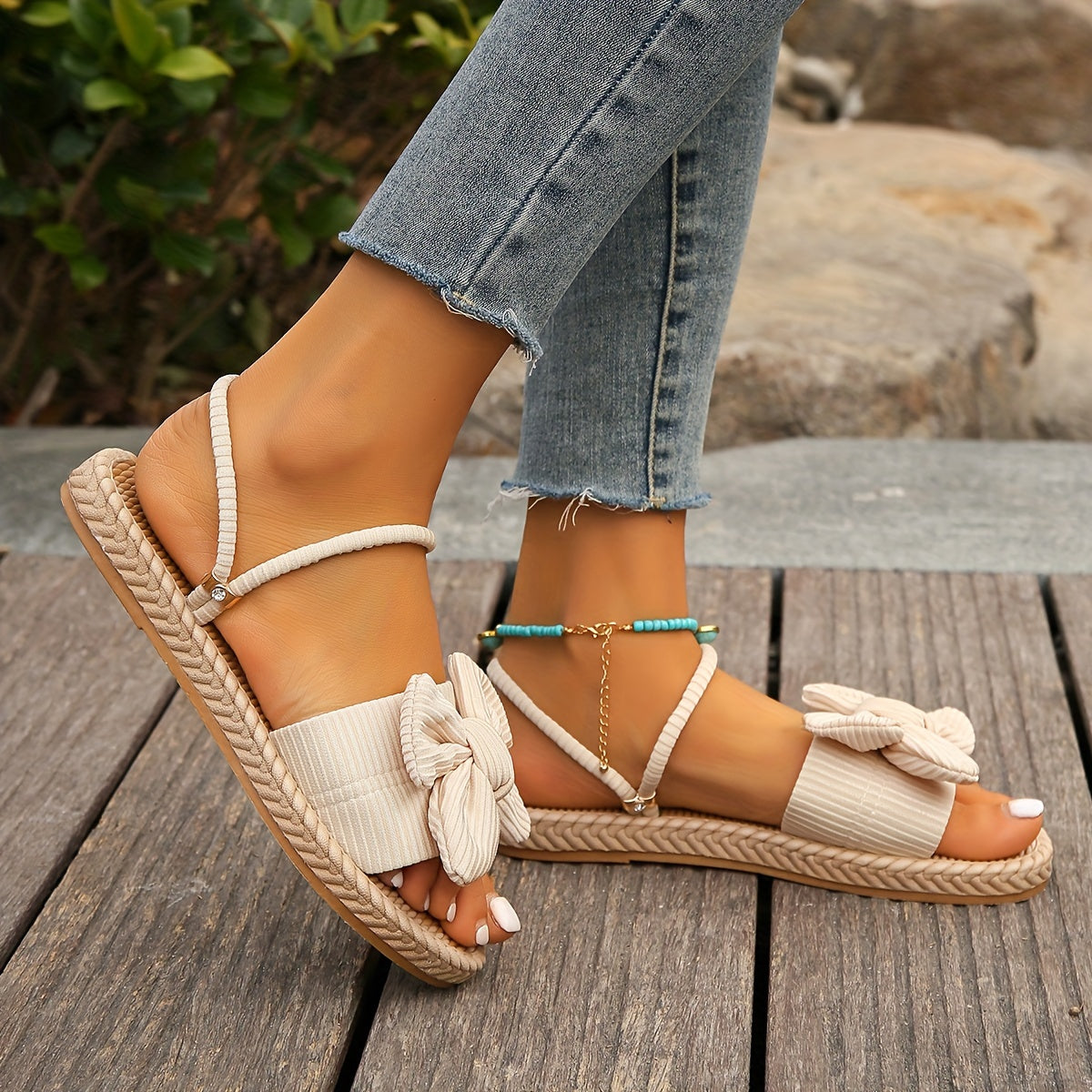 Stylish Bowknot Slide Sandals