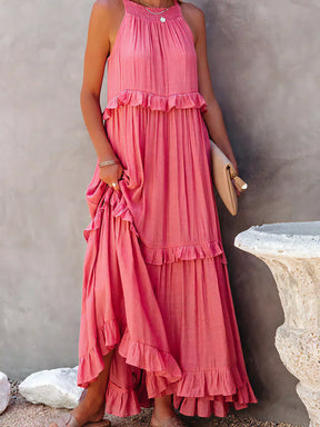 Sunshine Halter Ruffle Maxi Dress