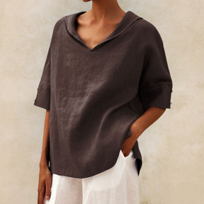 Classic V-neck Linen Shirt