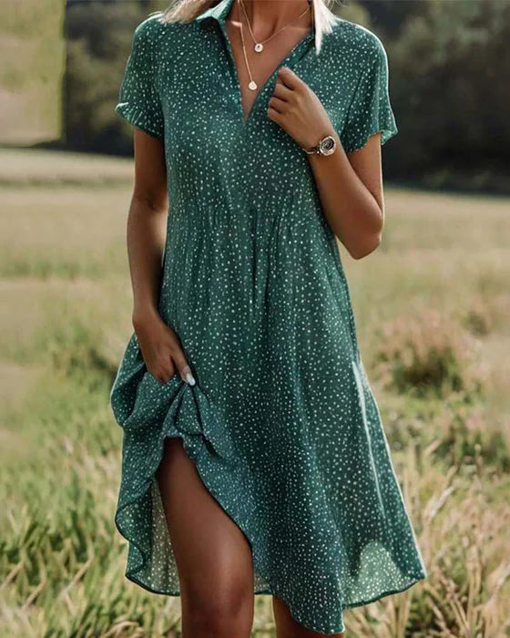 Stylish Floral Dress with Casual Collar