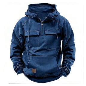 Military-Inspired Half Zip Hoodie