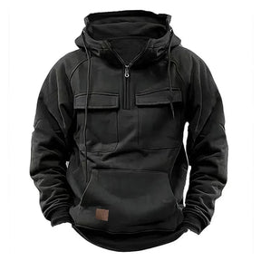 Military-Inspired Half Zip Hoodie