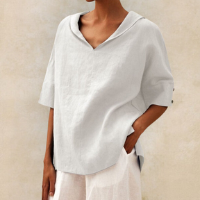 Classic V-neck Linen Shirt