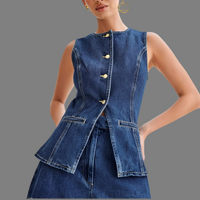 Women's Denim Two-Piece Outfit