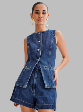 Women's Denim Two-Piece Outfit