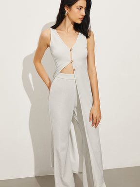 Buttonless Sleeveless Pants Set for Women