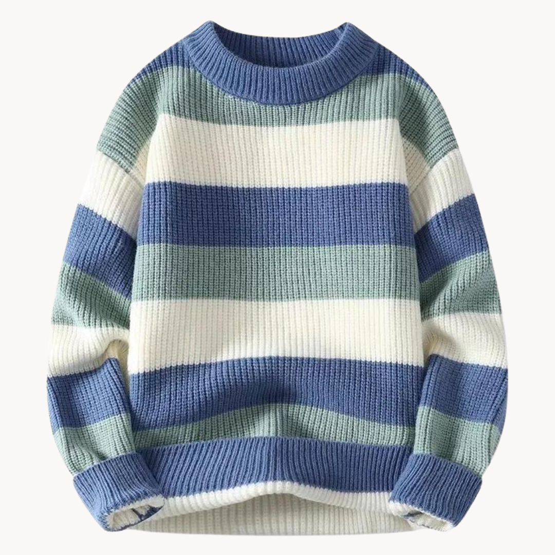 Comfortable Striped Knit Full-Sleeve Sweater