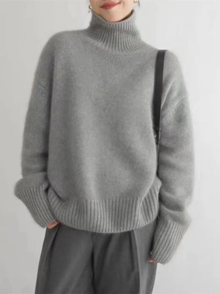 Comfortable Turtleneck Knit Sweater