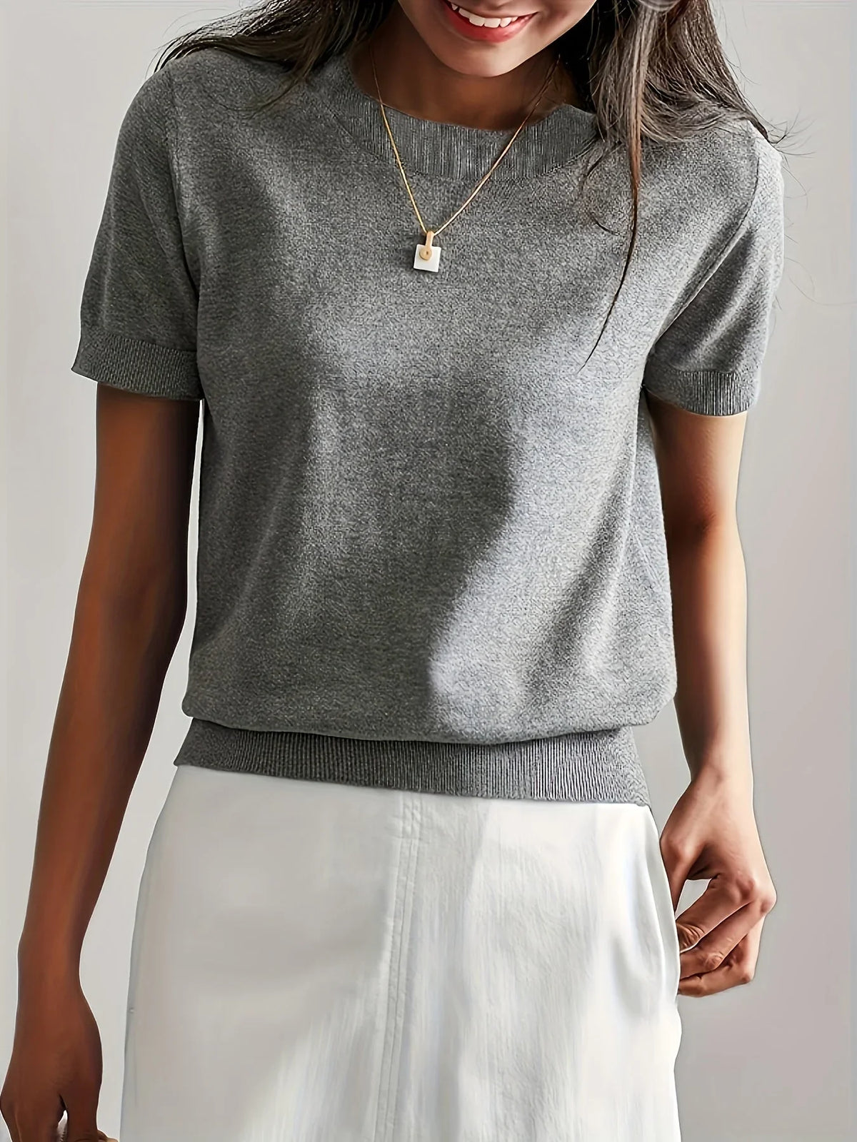 Lightweight Spring Sweater with Short Sleeves