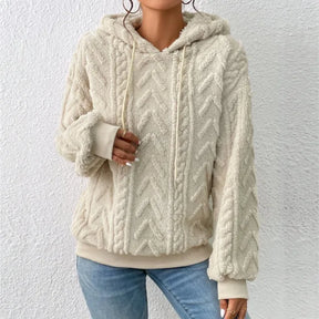 Comfortable Cable Knit Hoodie for Women