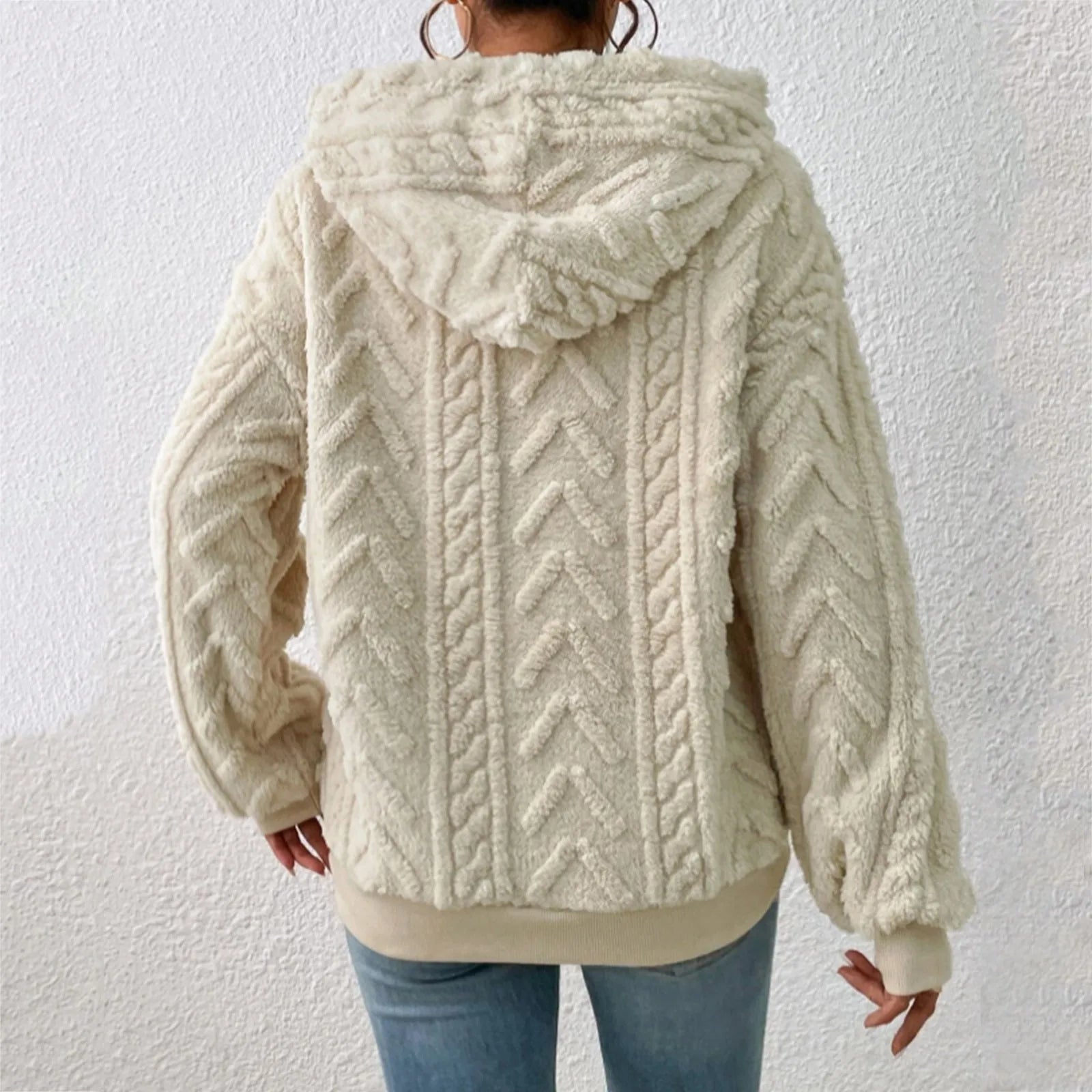 Comfortable Cable Knit Hoodie for Women