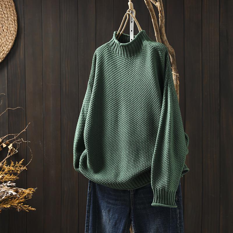 Vintage Knitted Turtleneck Sweater for Women