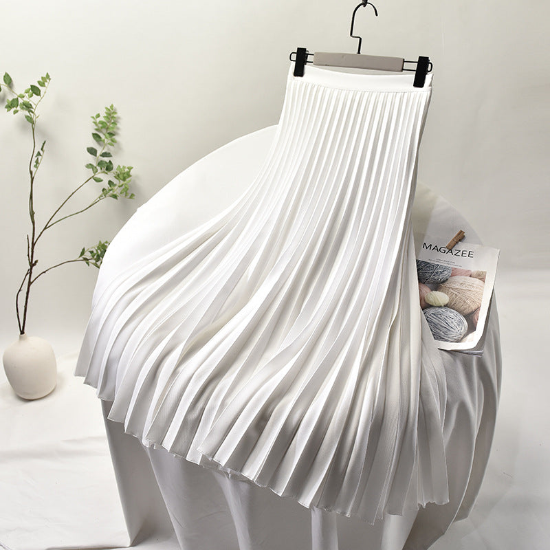 Elegant Pleated Satin Skirt