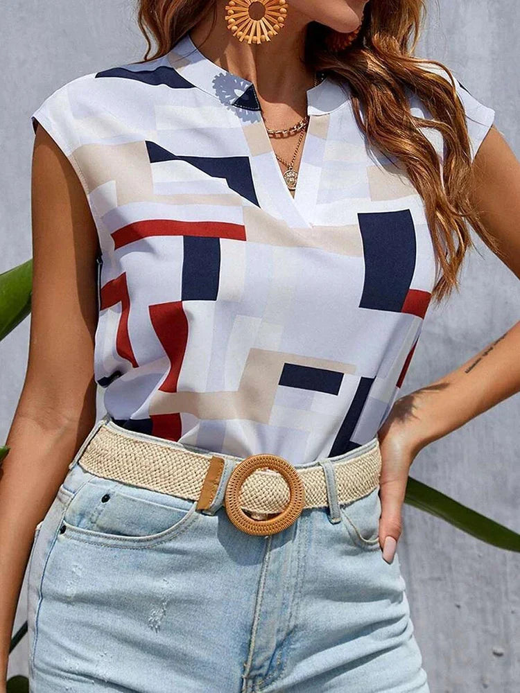 Chic Sleeveless V-Neck Blouse for Women