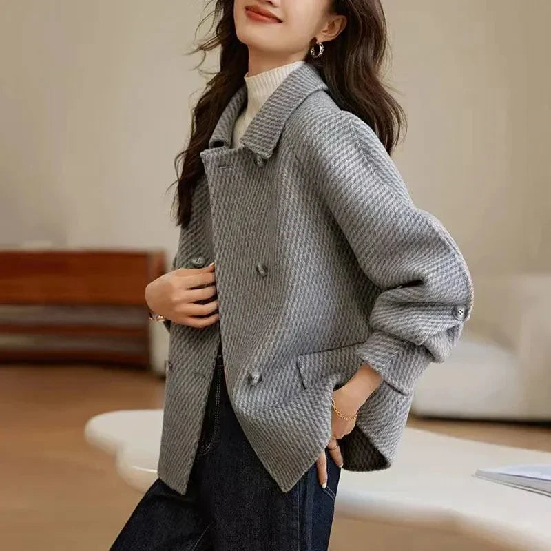 Gray Long Sleeve Coat for Women