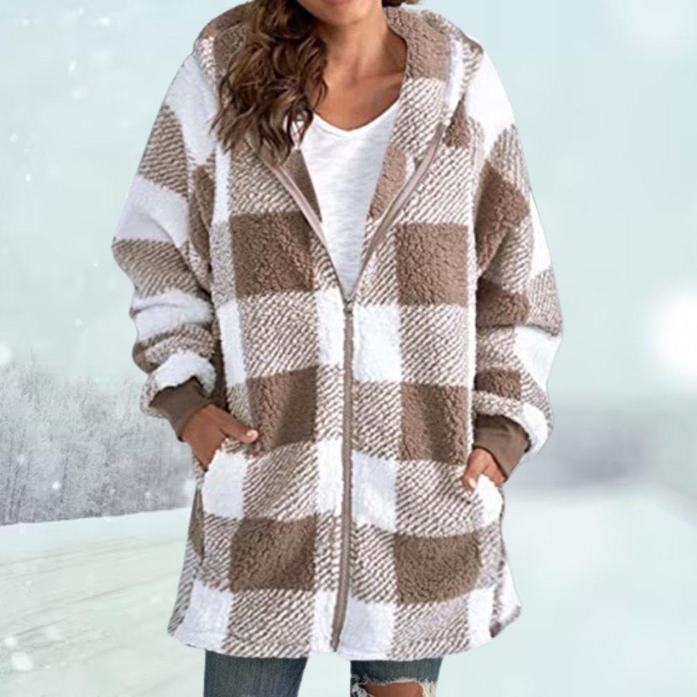 Warm Checked Women's Coat