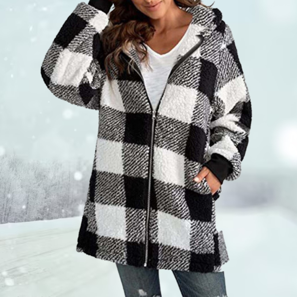 Warm Checked Women's Coat