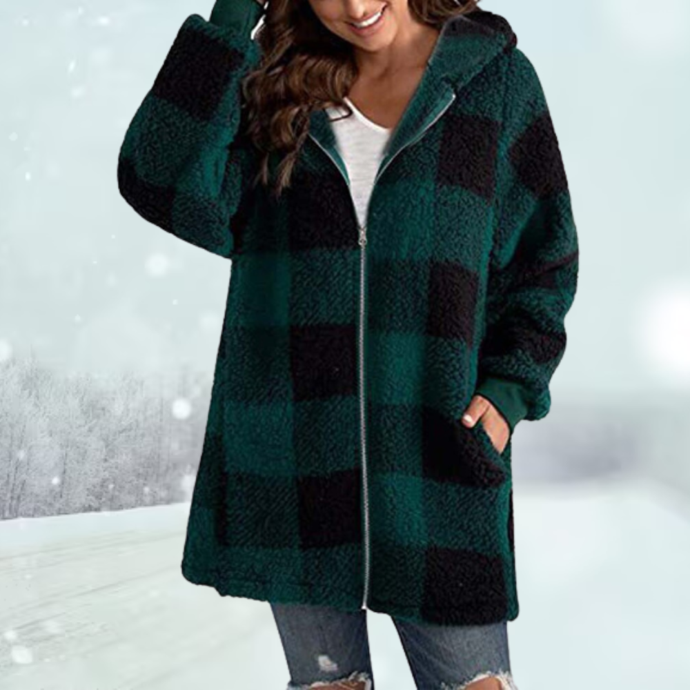 Warm Checked Women's Coat