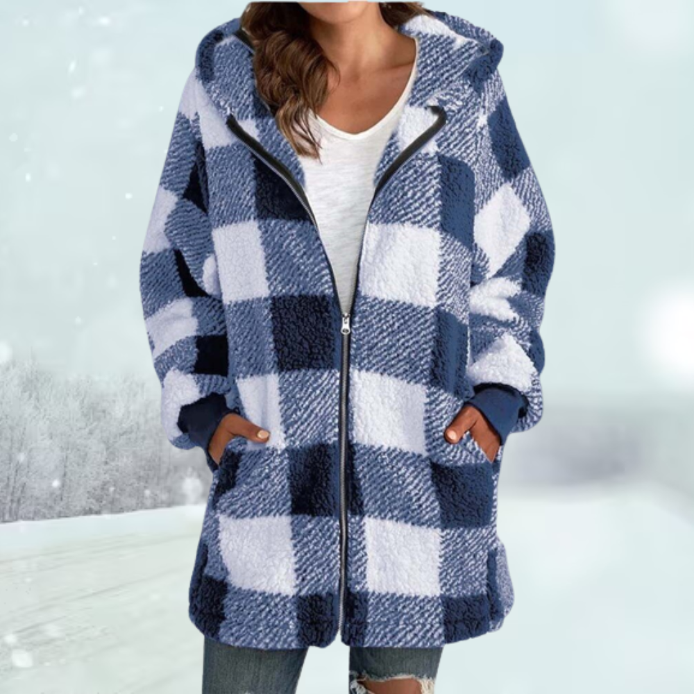 Warm Checked Women's Coat