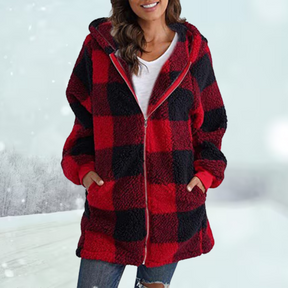 Warm Checked Women's Coat