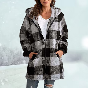 Warm Checked Women's Coat