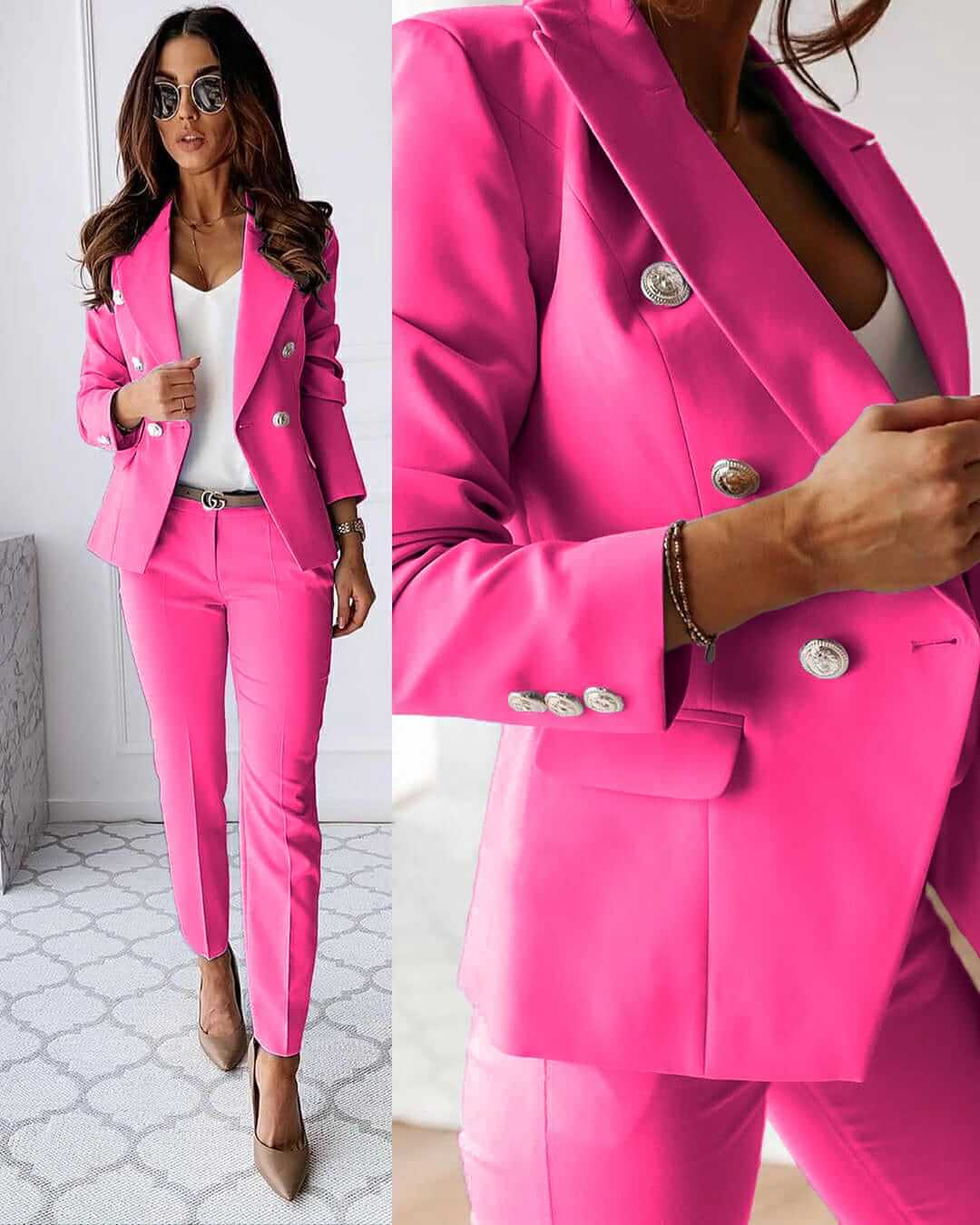 Classy Women's Suit with Blazer and Tailored Trousers