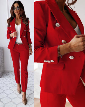 Classy Women's Suit with Blazer and Tailored Trousers