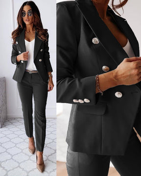 Classy Women's Suit with Blazer and Tailored Trousers