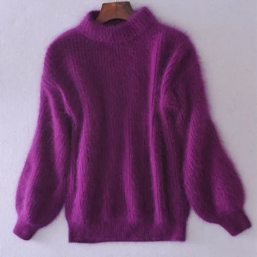 Fluffy Turtleneck Sweater for Women